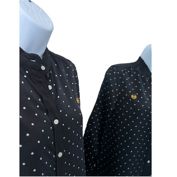 FREDPERRY Ladies Diamond Print Shirt Color Black Size 4 - Picture 4 of 6